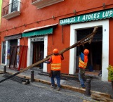 Tras el sismo apuntalan casonas en Puebla